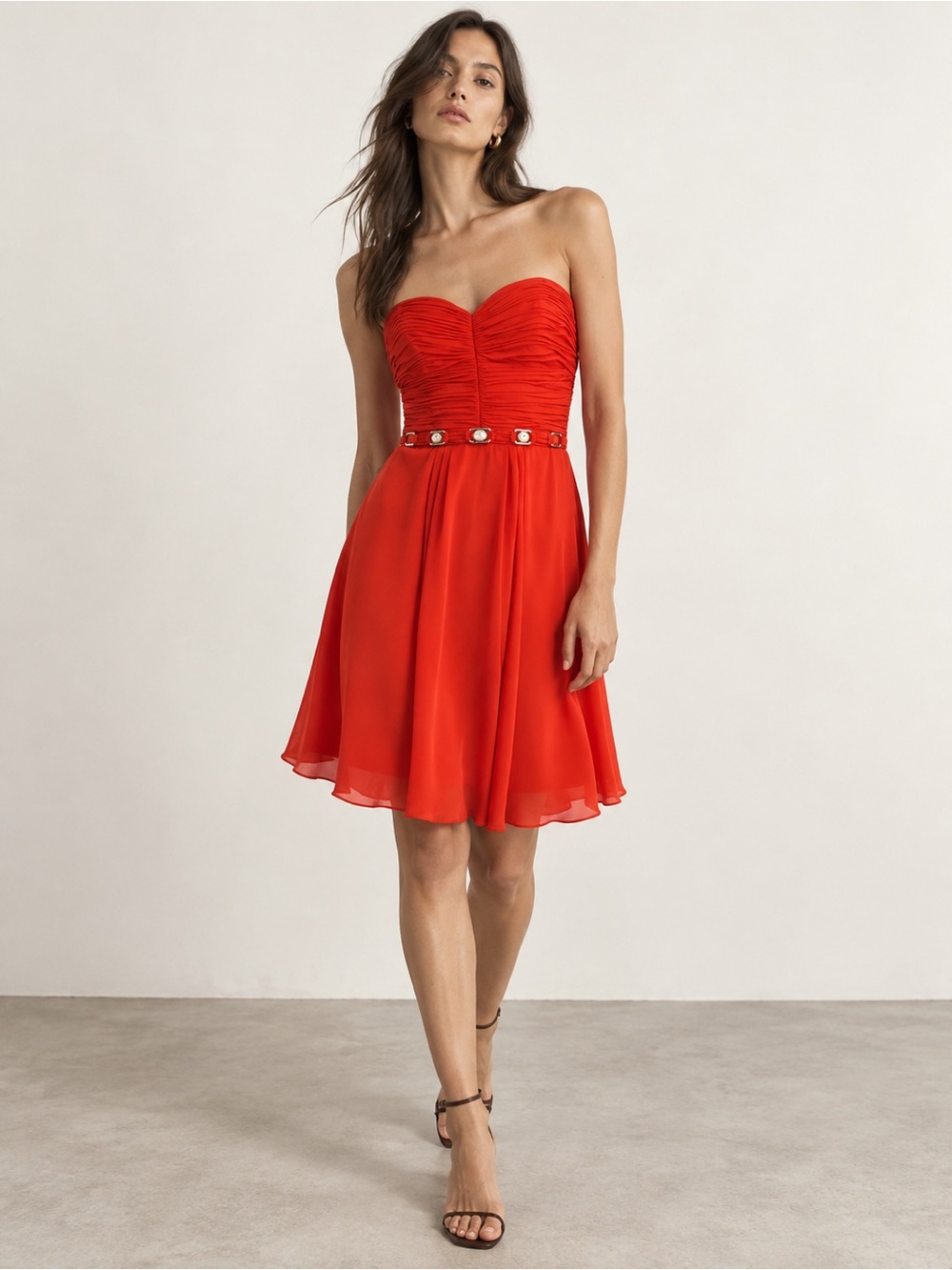 Draped Grecian Goddess Strapless Bustier Silk Mini Dress